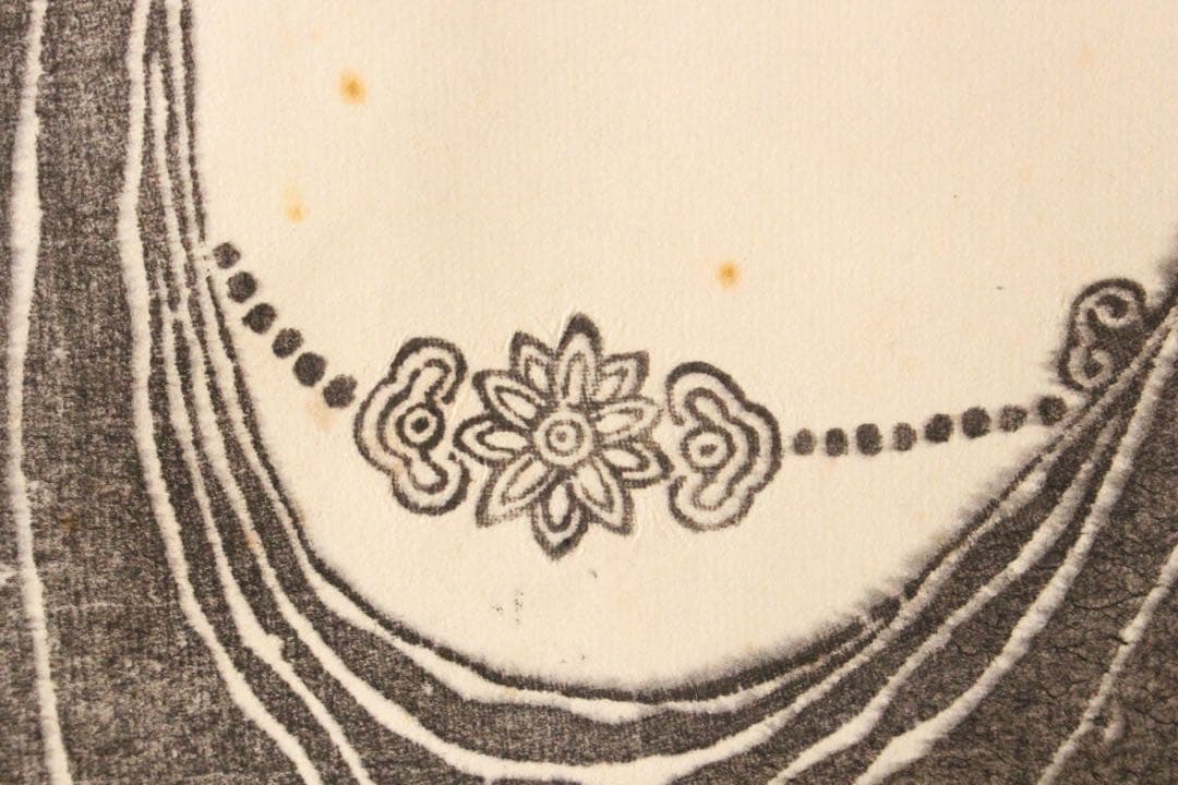 4460掛軸　印刷工芸　唐呉道子　観音菩薩像　中華南海普陀山立石　合箱　送料無料