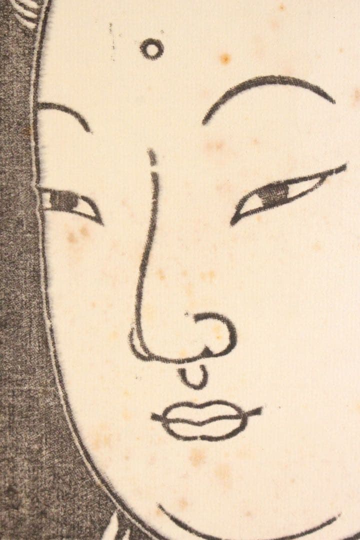 4460掛軸　印刷工芸　唐呉道子　観音菩薩像　中華南海普陀山立石　合箱　送料無料