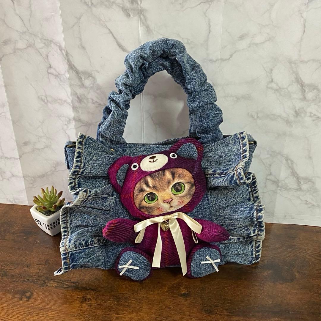 コヤンイサムチョン♡デニムリメイク 【フリルバッグ】トートバッグ ハンドメイド