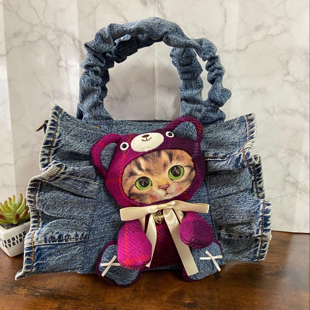 コヤンイサムチョン♡デニムリメイク 【フリルバッグ】トートバッグ ハンドメイド