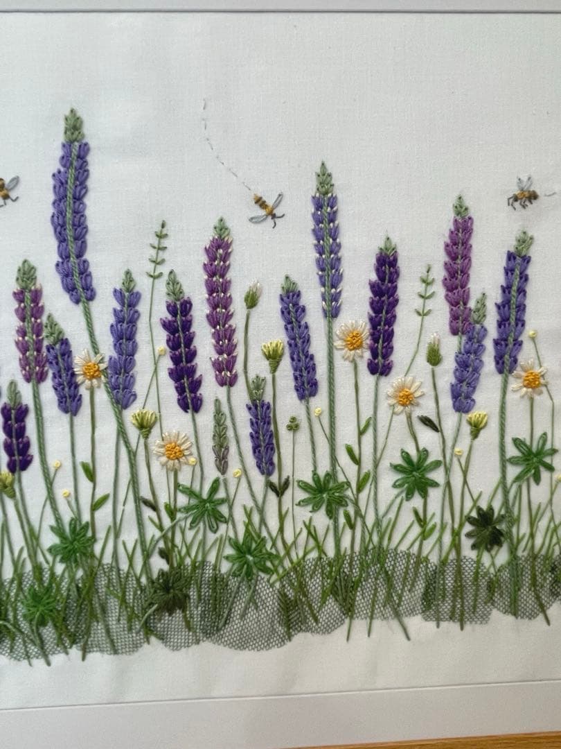 青木和子　刺繍　完成品　「ルピナスのメドウ」　⑨