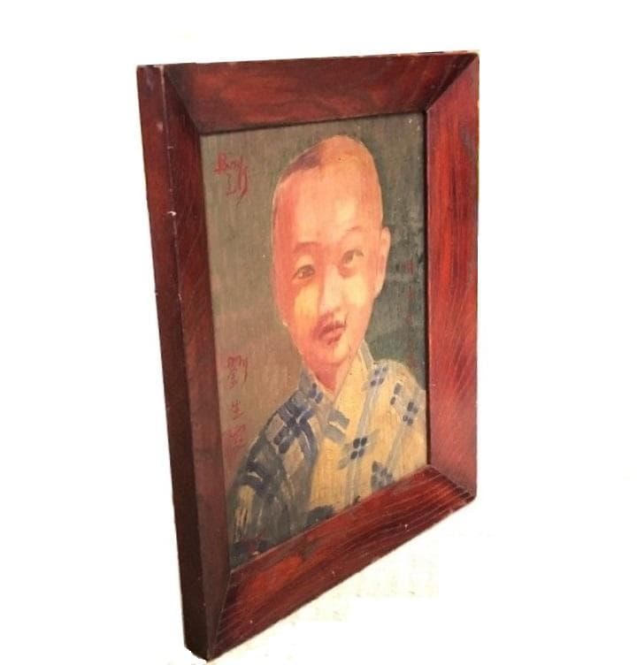 【 岸田劉生「村子供像」】　肉筆板絵