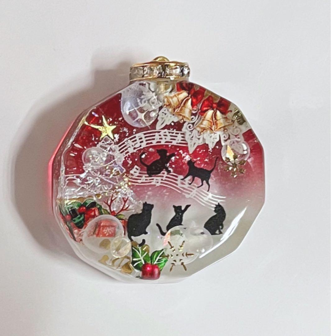 展示用/レジン/冬のメロディと子猫達　雪　ツリー　蓄光　オルゴナイトネックレス
