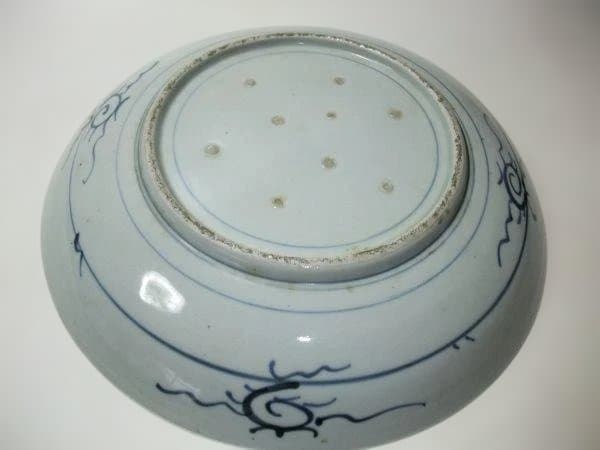 古い 伊万里 染付 山水 大皿 35cm 骨董(江戸期～明治期)骨董