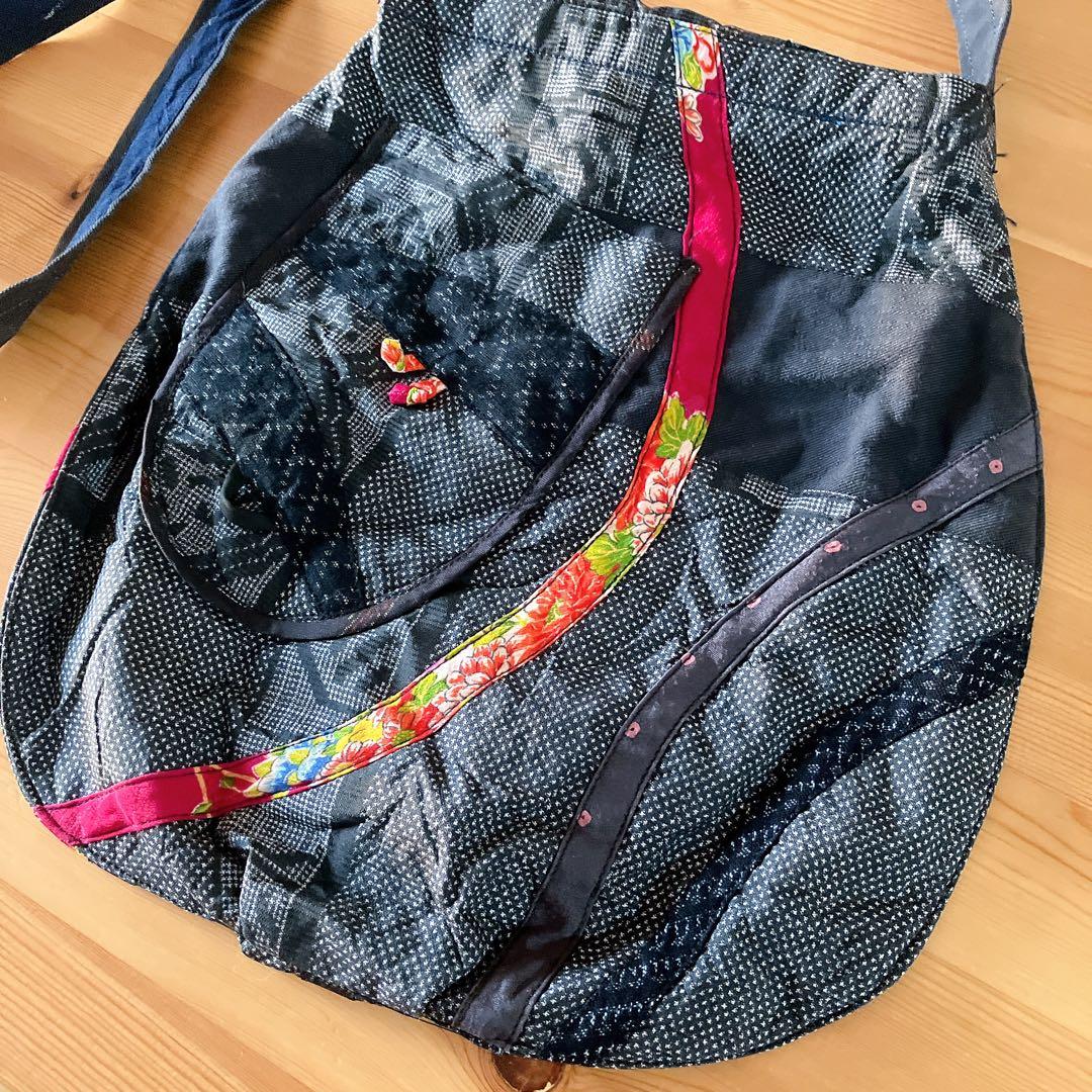 【高級】ショルダーバッグ　古布リメイク　藍染　パッチワーク　一点物　着物リメイク