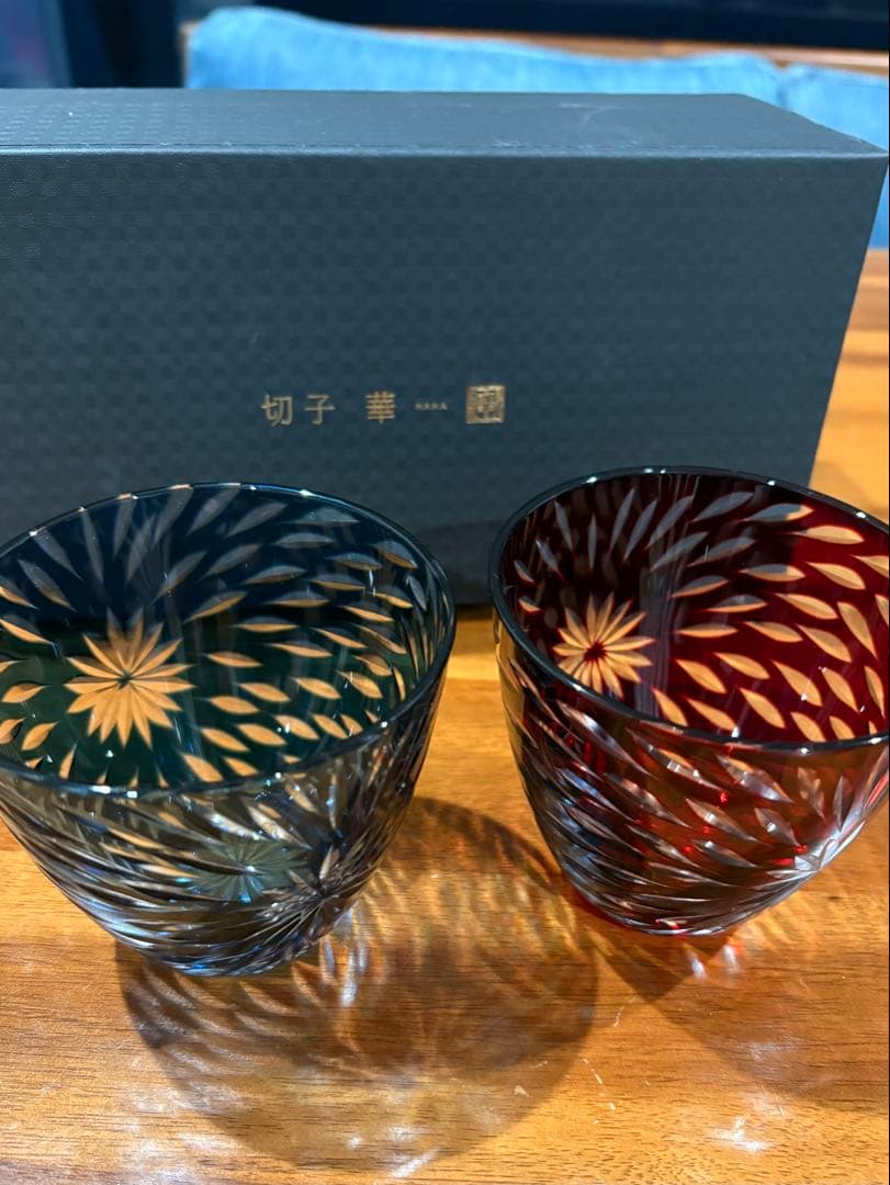 切子グラス　切子ガラス　ペアグラス　江戸切子　未使用品　2点セット