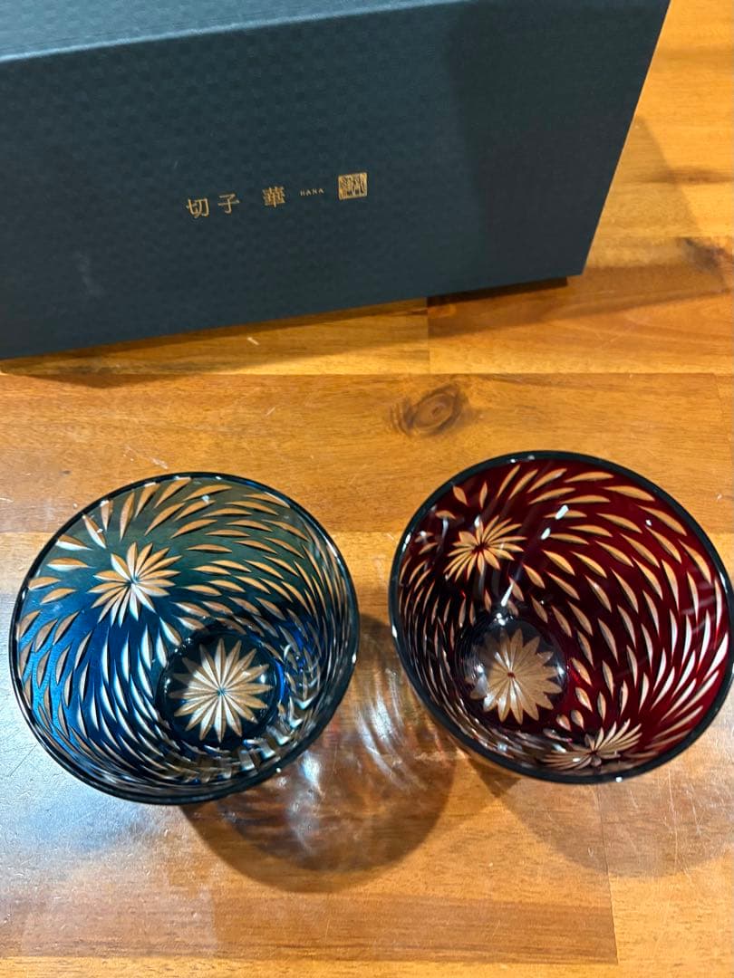 切子グラス　切子ガラス　ペアグラス　江戸切子　未使用品　2点セット
