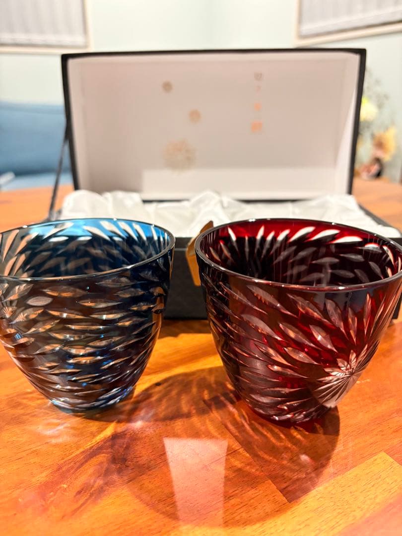 切子グラス　切子ガラス　ペアグラス　江戸切子　未使用品　2点セット