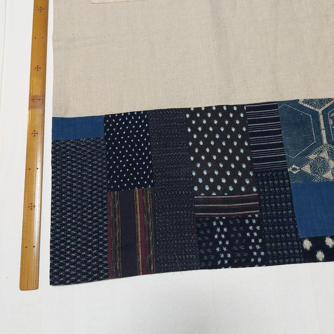 鬼の絵のタペストリー　手描き　パッチワーク　古布　手作り