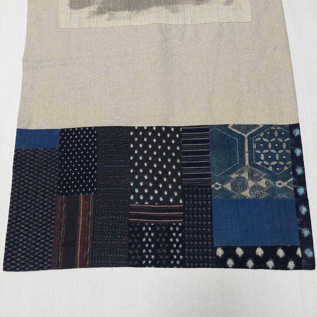 鬼の絵のタペストリー　手描き　パッチワーク　古布　手作り