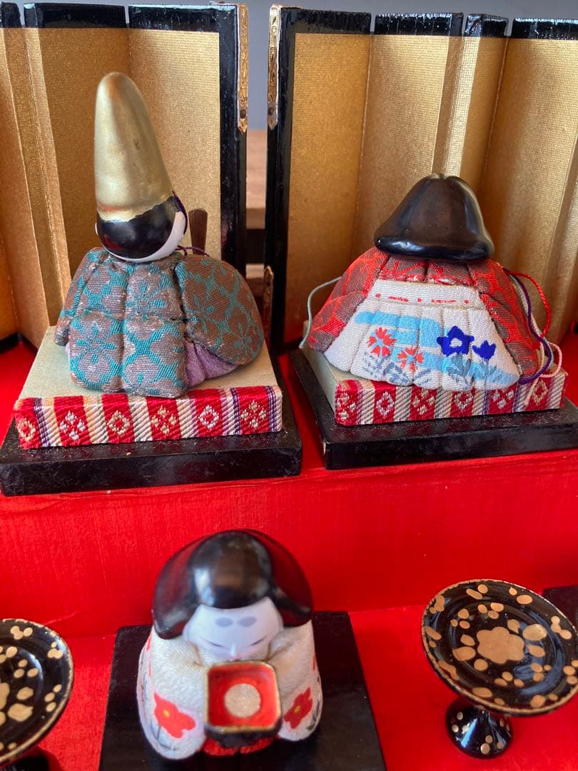 アンティーク　小さな木目込み雛人形　五段飾り