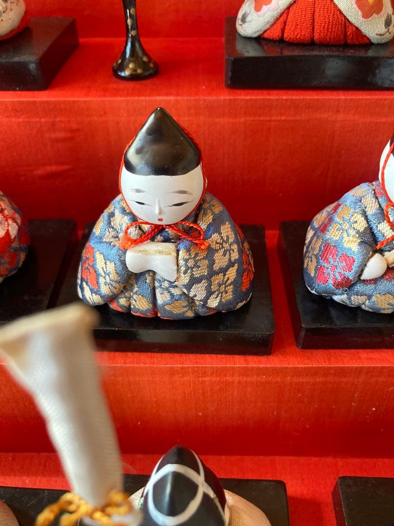 アンティーク　小さな木目込み雛人形　五段飾り