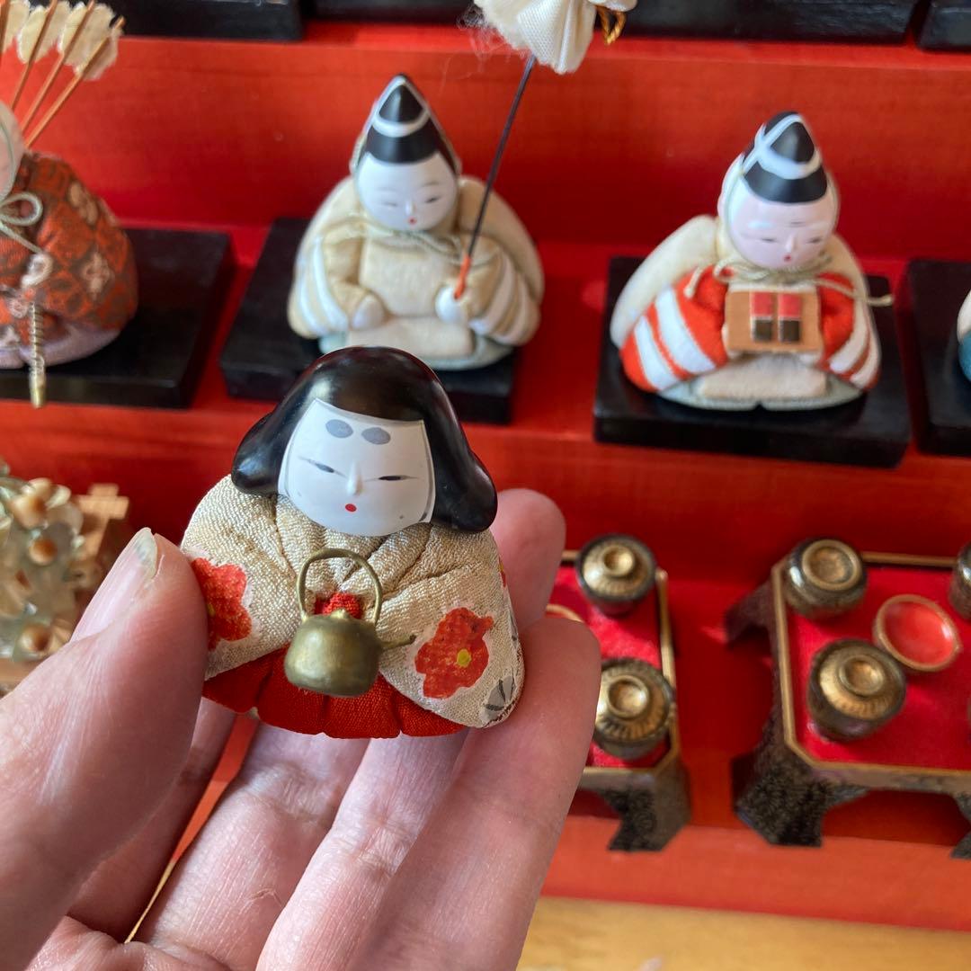 アンティーク　小さな木目込み雛人形　五段飾り
