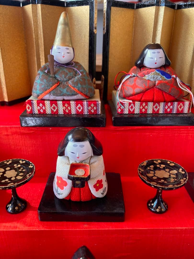 アンティーク　小さな木目込み雛人形　五段飾り