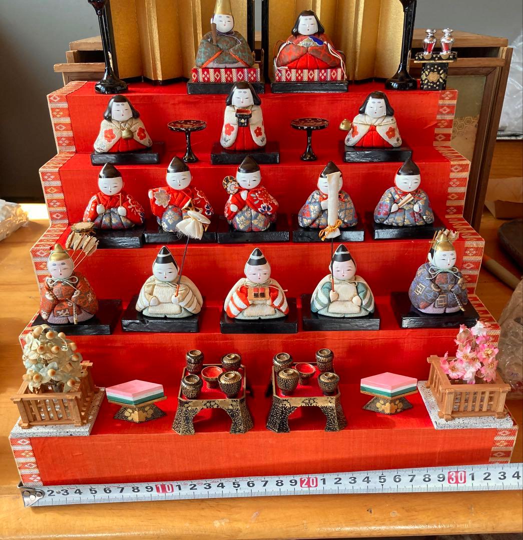 アンティーク　小さな木目込み雛人形　五段飾り
