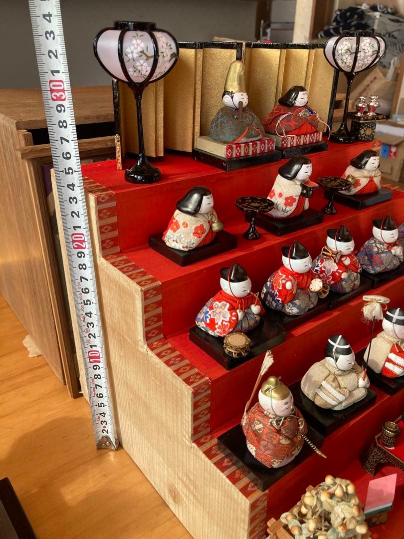 アンティーク　小さな木目込み雛人形　五段飾り