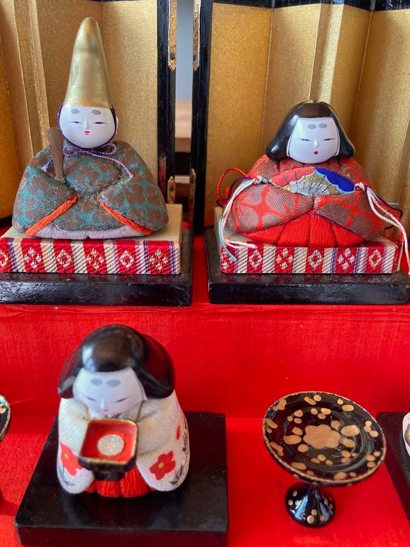 アンティーク　小さな木目込み雛人形　五段飾り