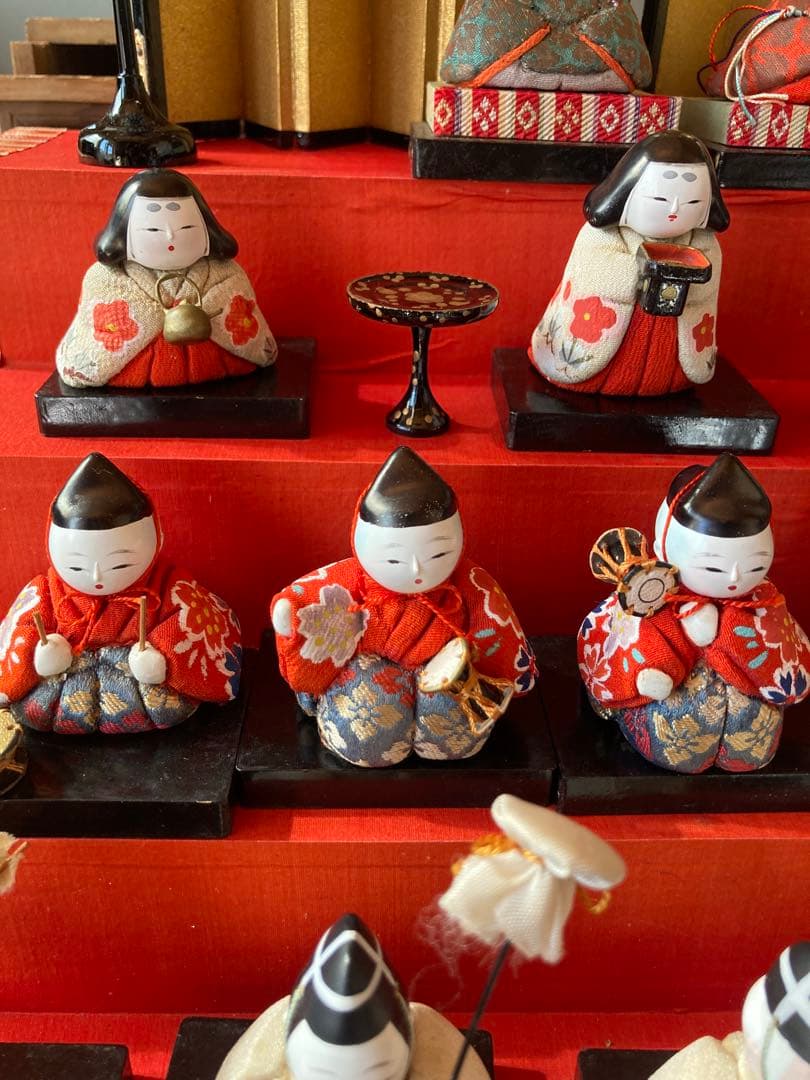 アンティーク　小さな木目込み雛人形　五段飾り