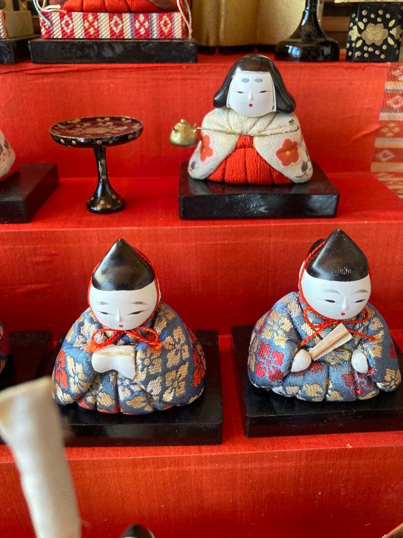 アンティーク　小さな木目込み雛人形　五段飾り