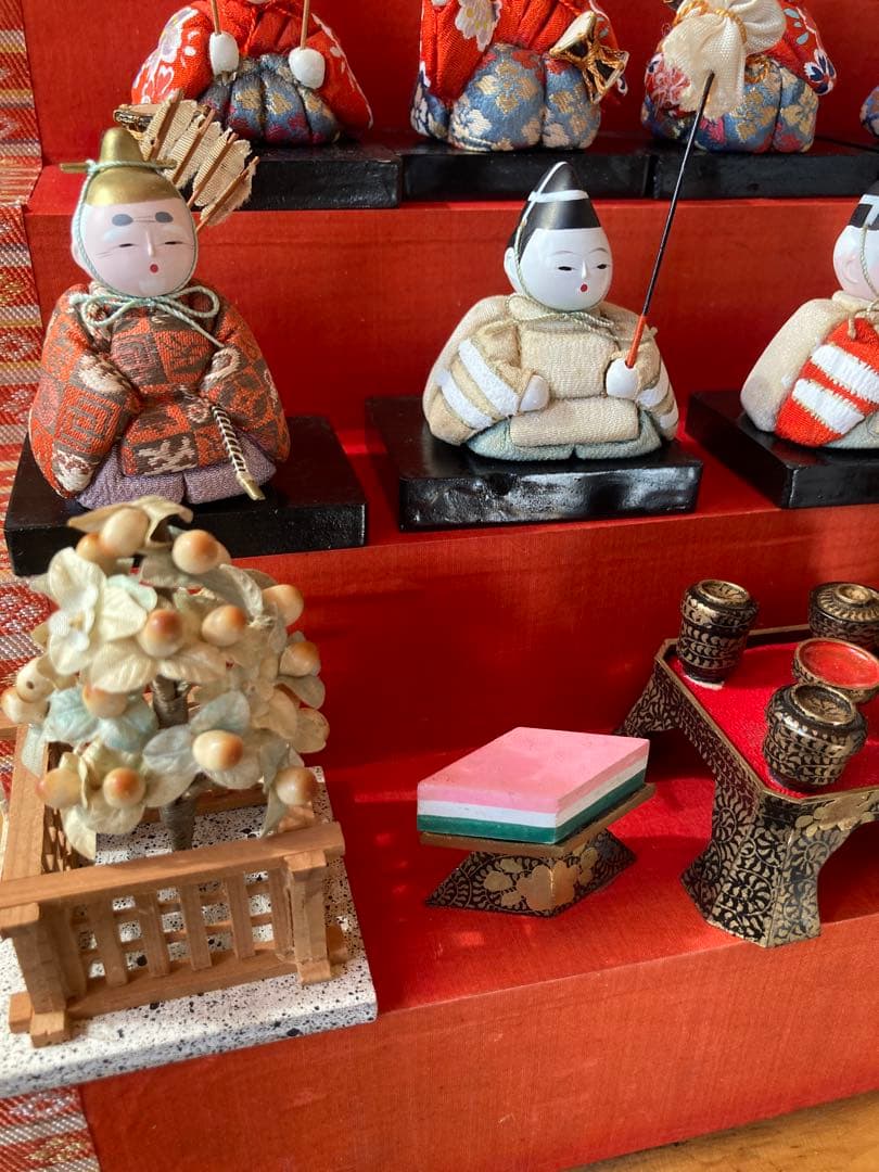 アンティーク　小さな木目込み雛人形　五段飾り