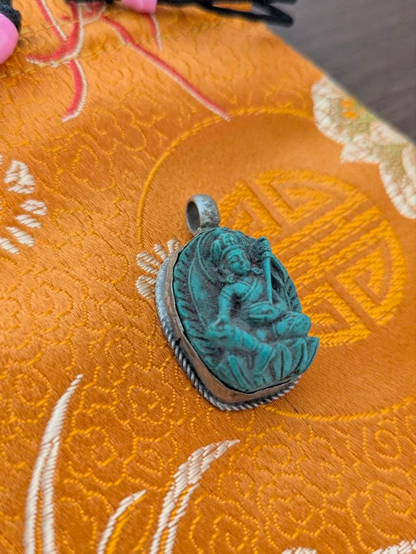 【希少】インド・シッキム入手 文殊菩薩　ペンダント 知恵の守護神