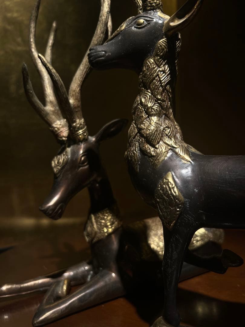 美術品　ブロンズ像　【2頭の鹿deers】　オブジェ