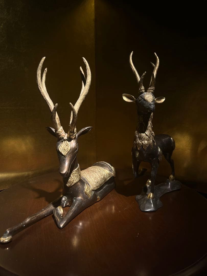 美術品　ブロンズ像　【2頭の鹿deers】　オブジェ