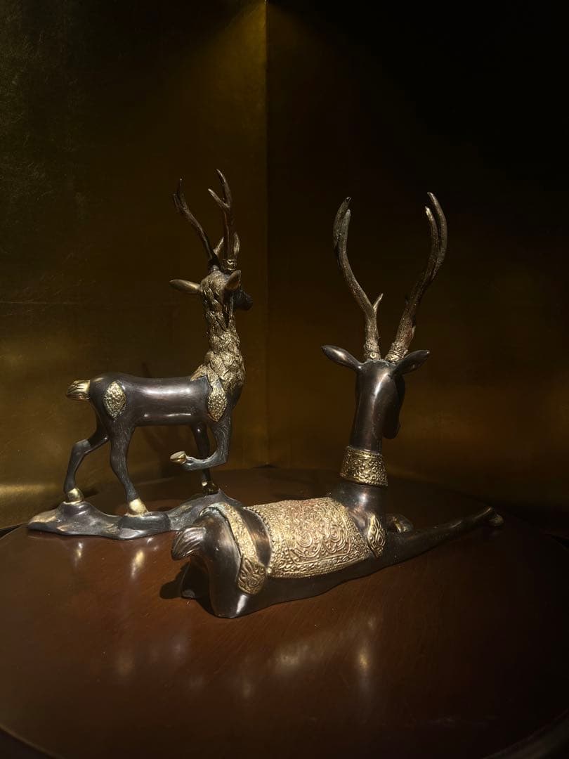 美術品　ブロンズ像　【2頭の鹿deers】　オブジェ