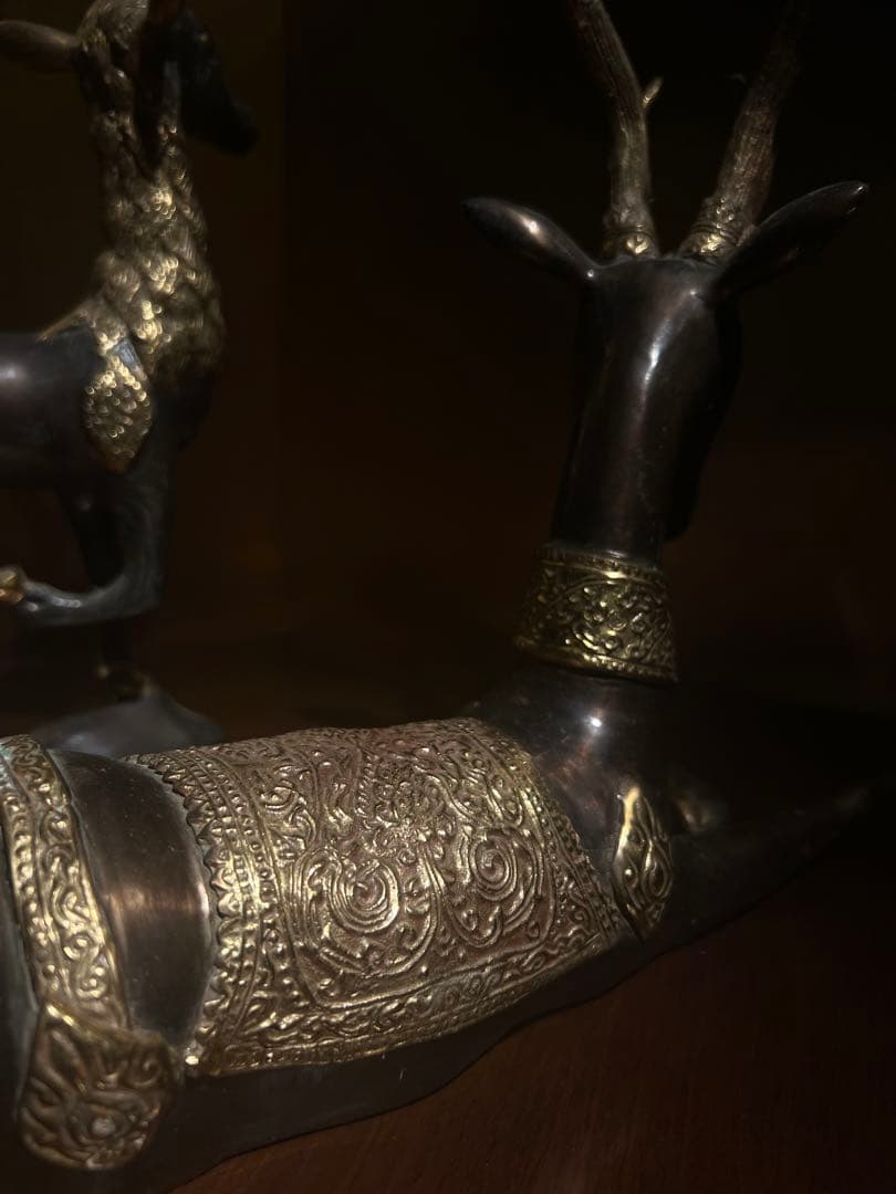 美術品　ブロンズ像　【2頭の鹿deers】　オブジェ