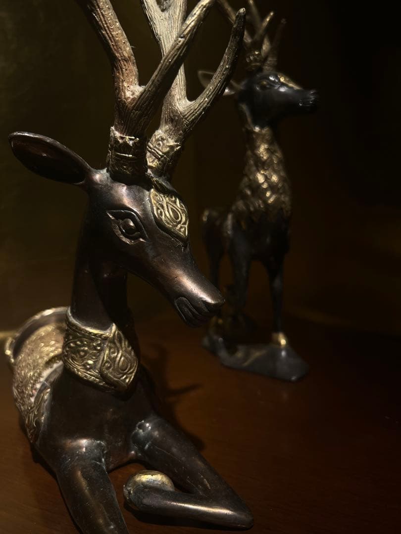 美術品　ブロンズ像　【2頭の鹿deers】　オブジェ