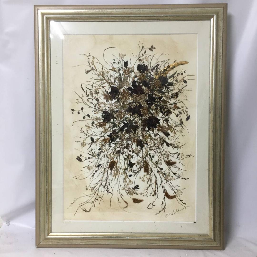 アンティーク 額縁 アートフラワー 押花 まとめて5点 デッサン