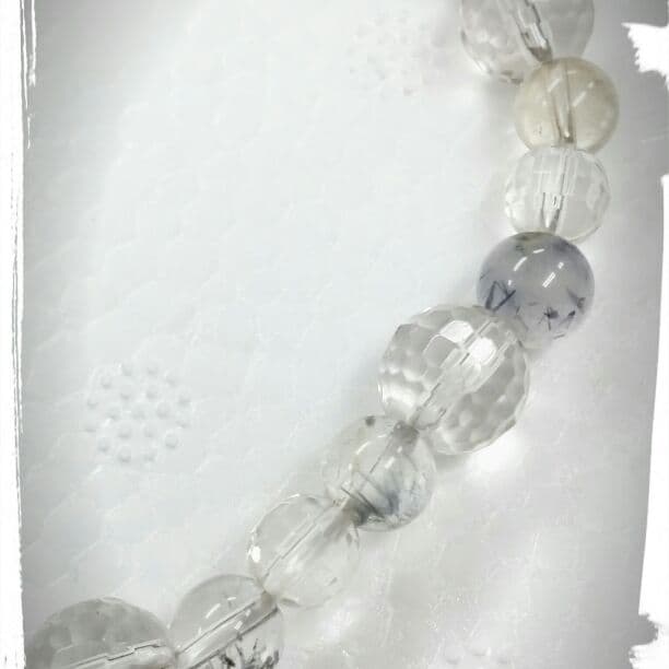 ☆デュモルチェライトinクォーツ＆水晶☆ブレス