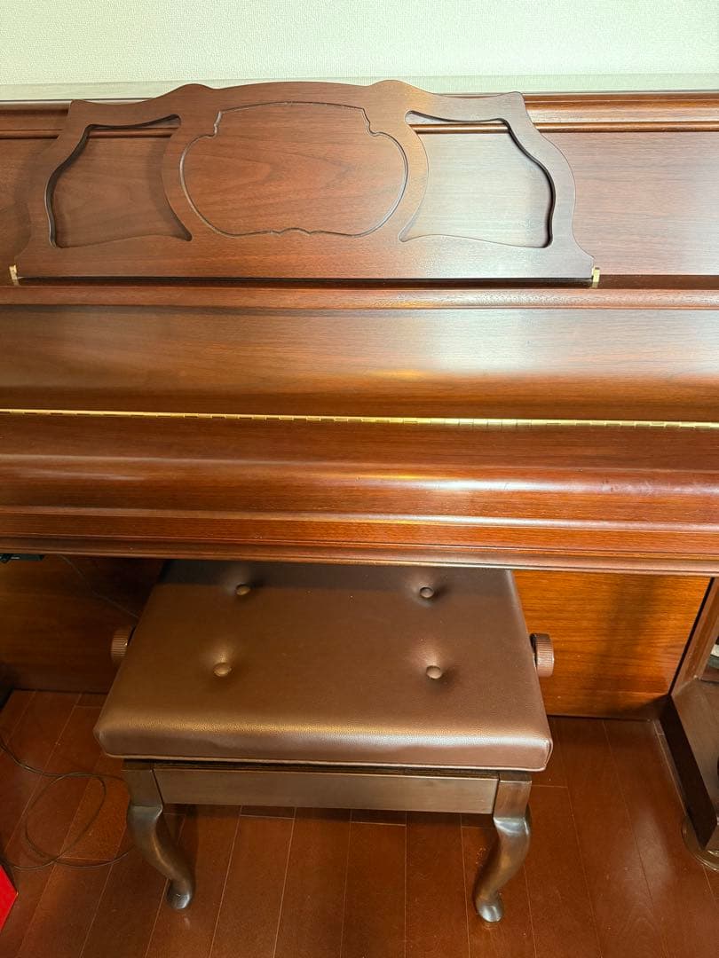 YAMAHA YF101W アップライトピアノ 木製 椅子付き　消音機能付　茶色