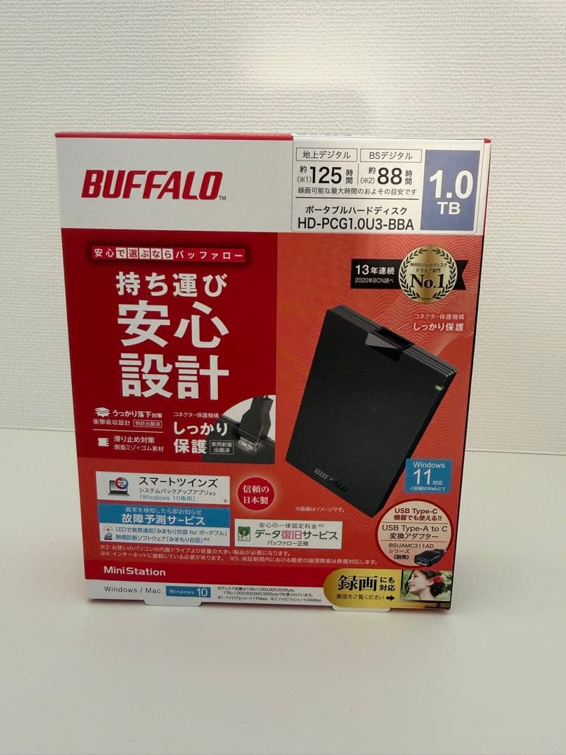 BUFFALO ポータブルハードディスク 1.0TB