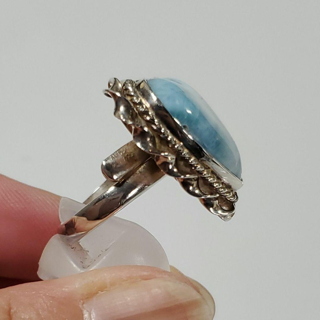 魅力的な模様　ラリマー　 ハートリング S925 フリーサイズ