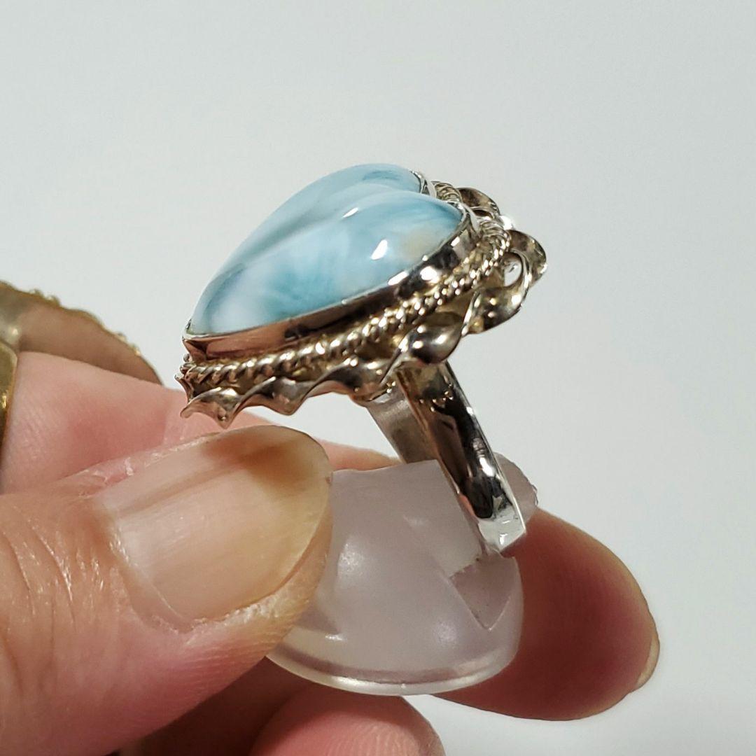 魅力的な模様　ラリマー　 ハートリング S925 フリーサイズ