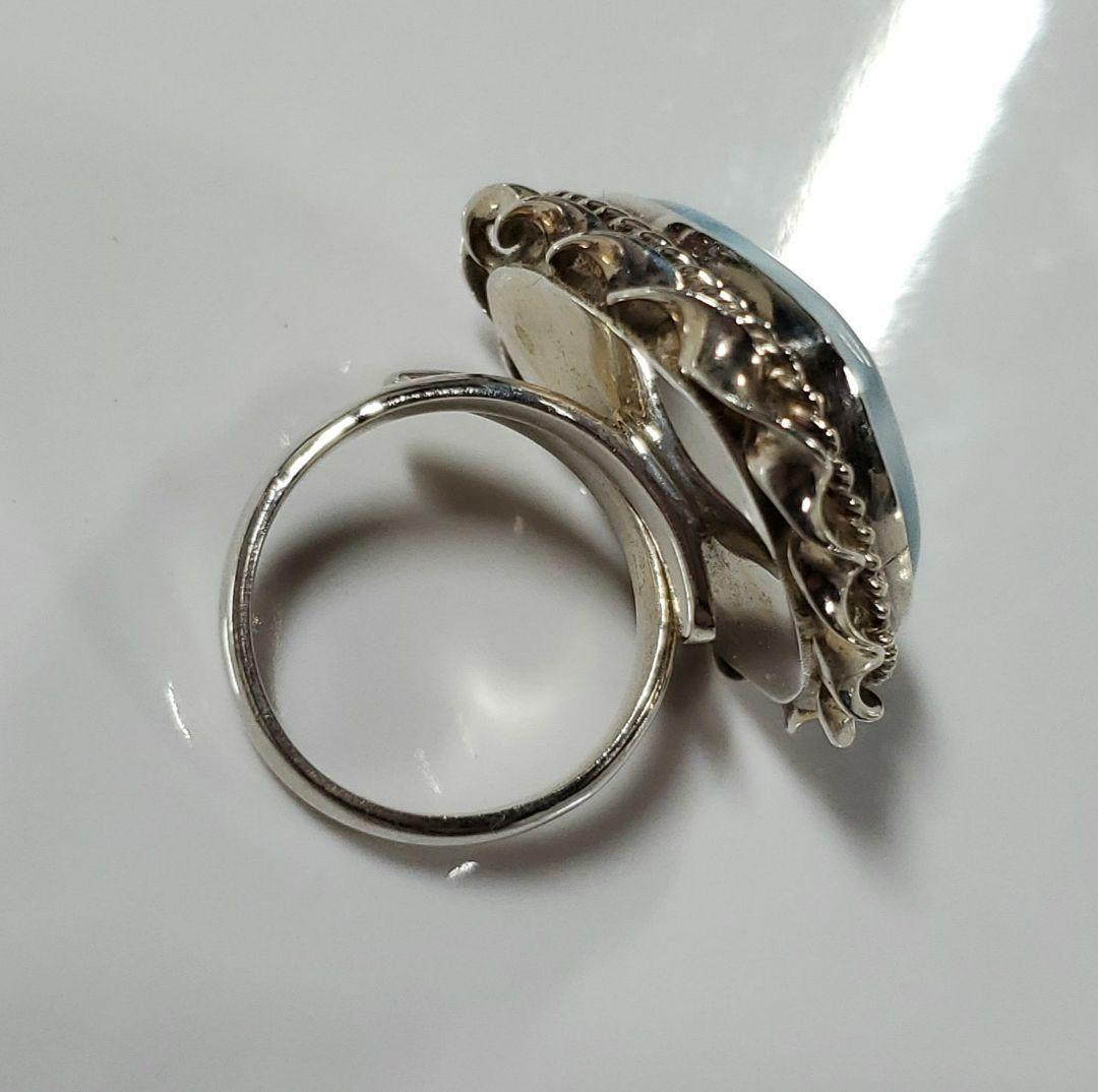 魅力的な模様　ラリマー　 ハートリング S925 フリーサイズ