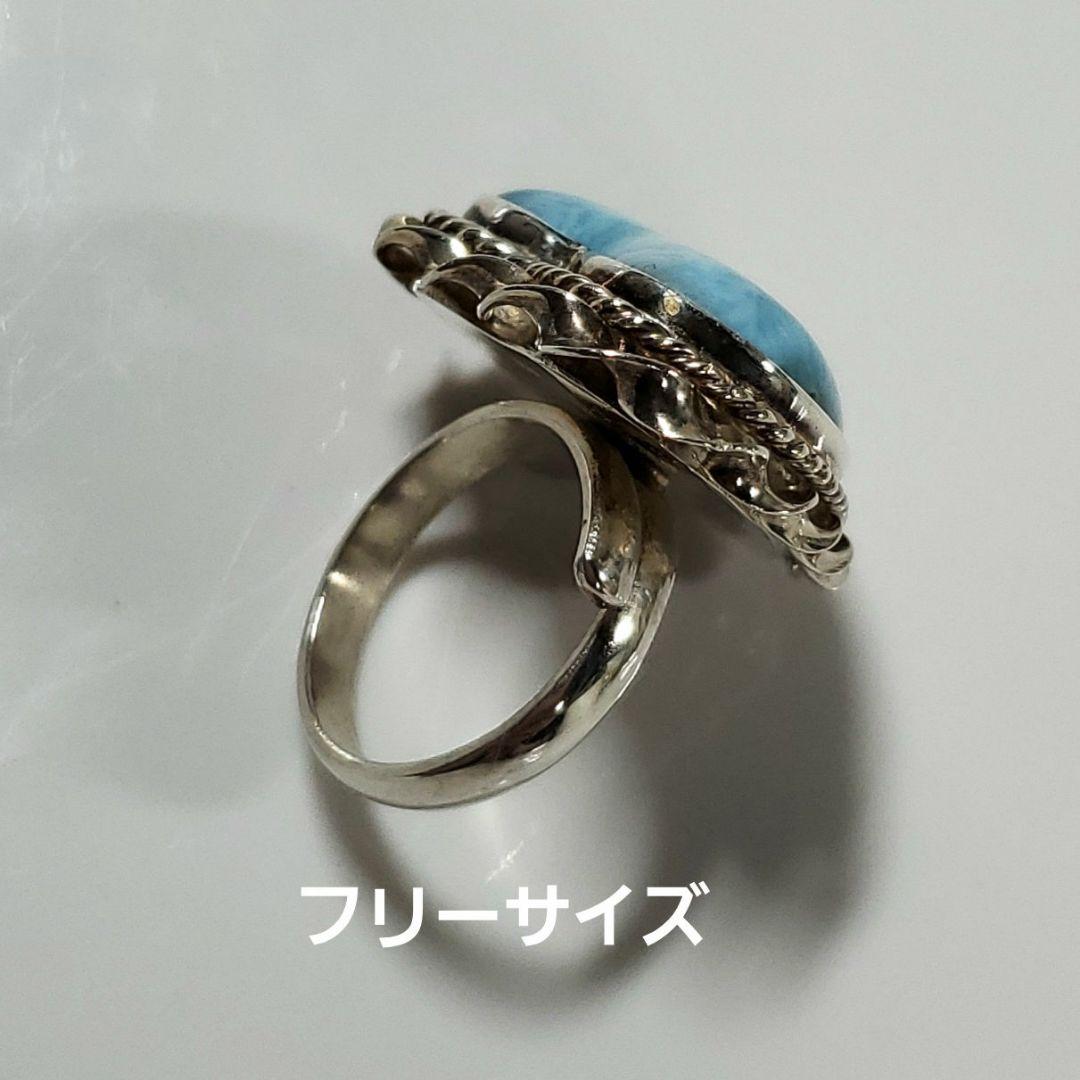 魅力的な模様　ラリマー　 ハートリング S925 フリーサイズ