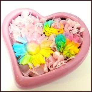 【高級プリザーブドフラワー】レインボーフラワー ピンクハート
