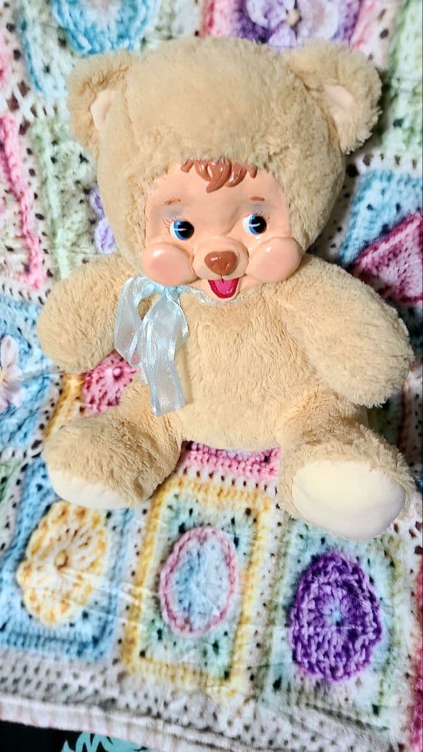 ヴィンテージ風 ハンドメイド クマのぬいぐるみ 約35cm