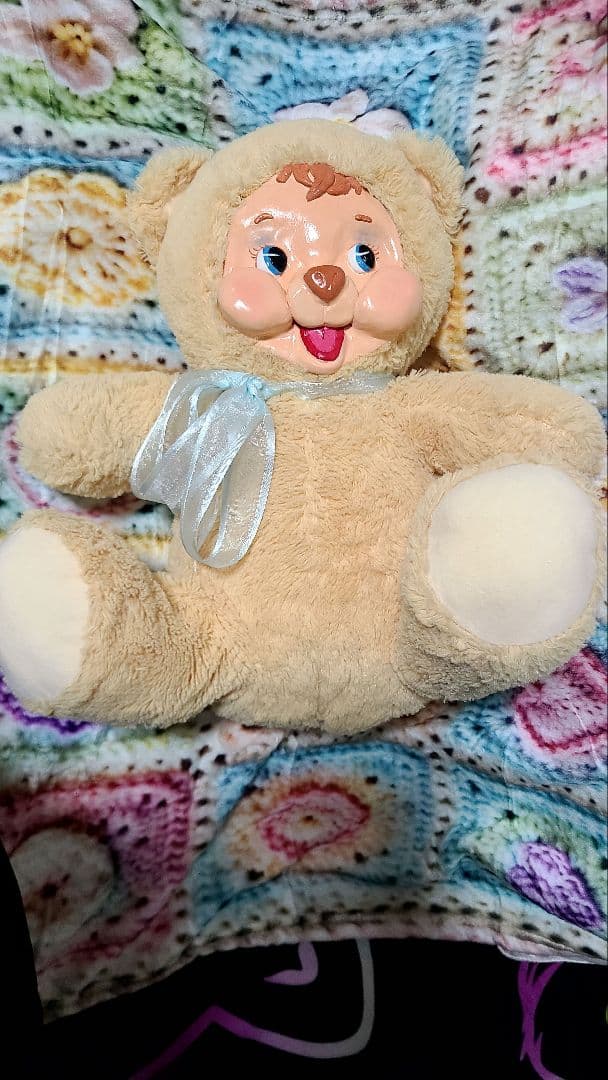 ヴィンテージ風 ハンドメイド クマのぬいぐるみ 約35cm