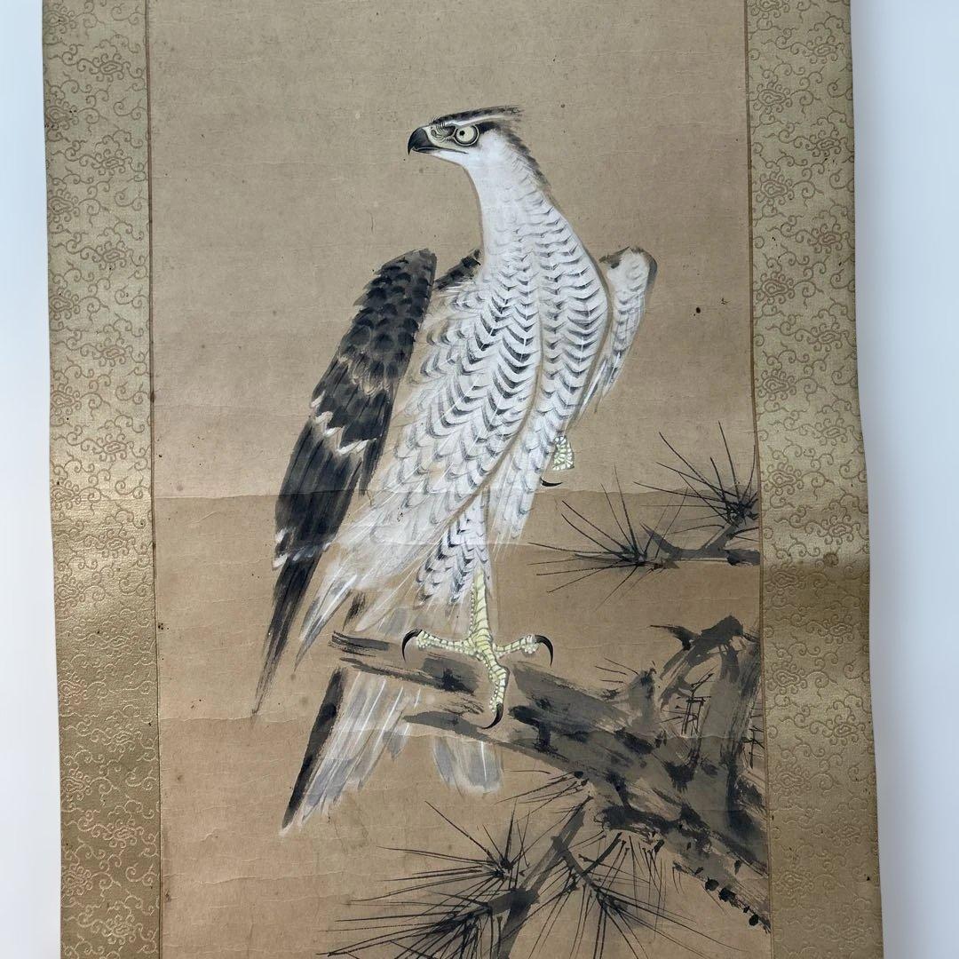 ☆湯原柳畝「松鷹」掛け軸☆