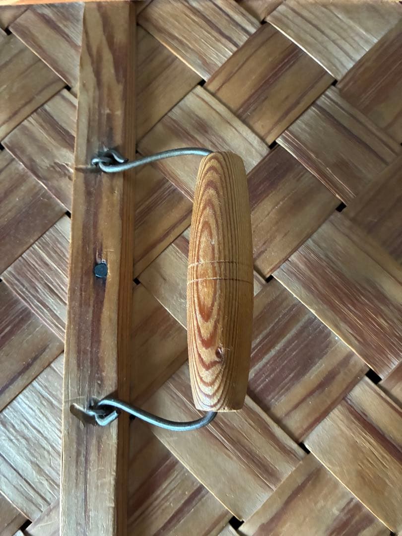 スポーンコリ縦長バスケット 蓋付き アンティーク