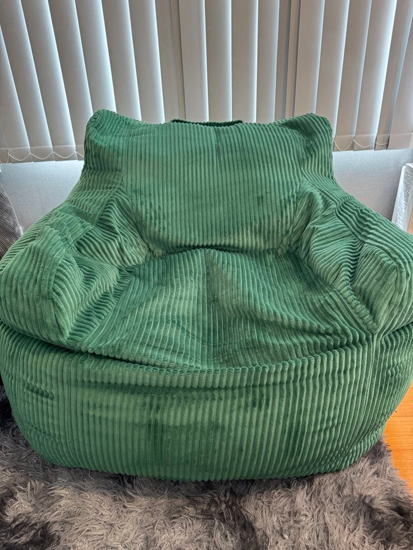 Loosy コーデュロイ ビーズソファ グリーン