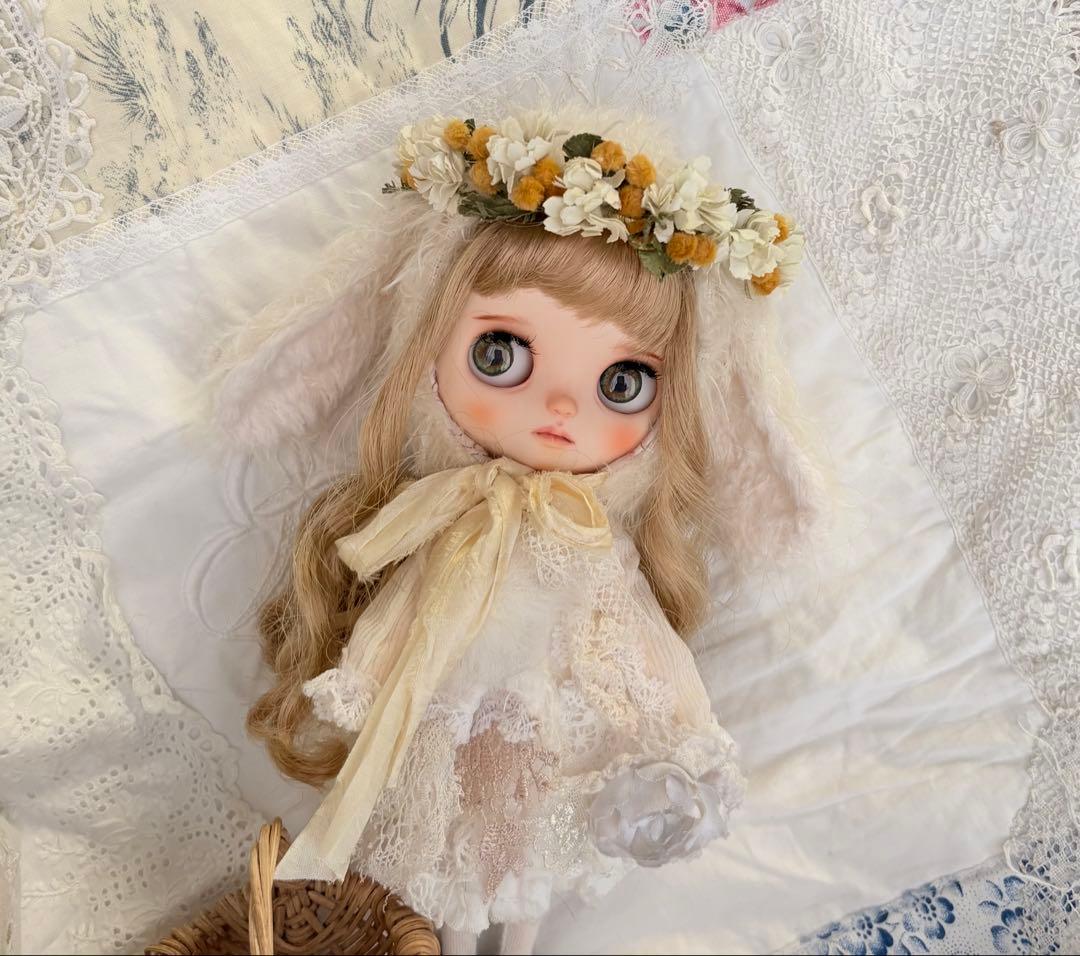 happy Easterl染め花の花かんむりと仔羊帽子l垂れ耳付き帽子