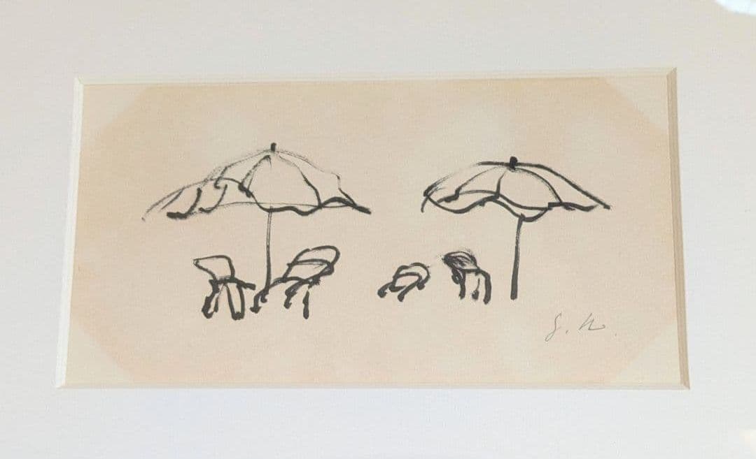 野見山暁治 絵画 デッサン 洋画 ペン画 直筆サイン 額縁