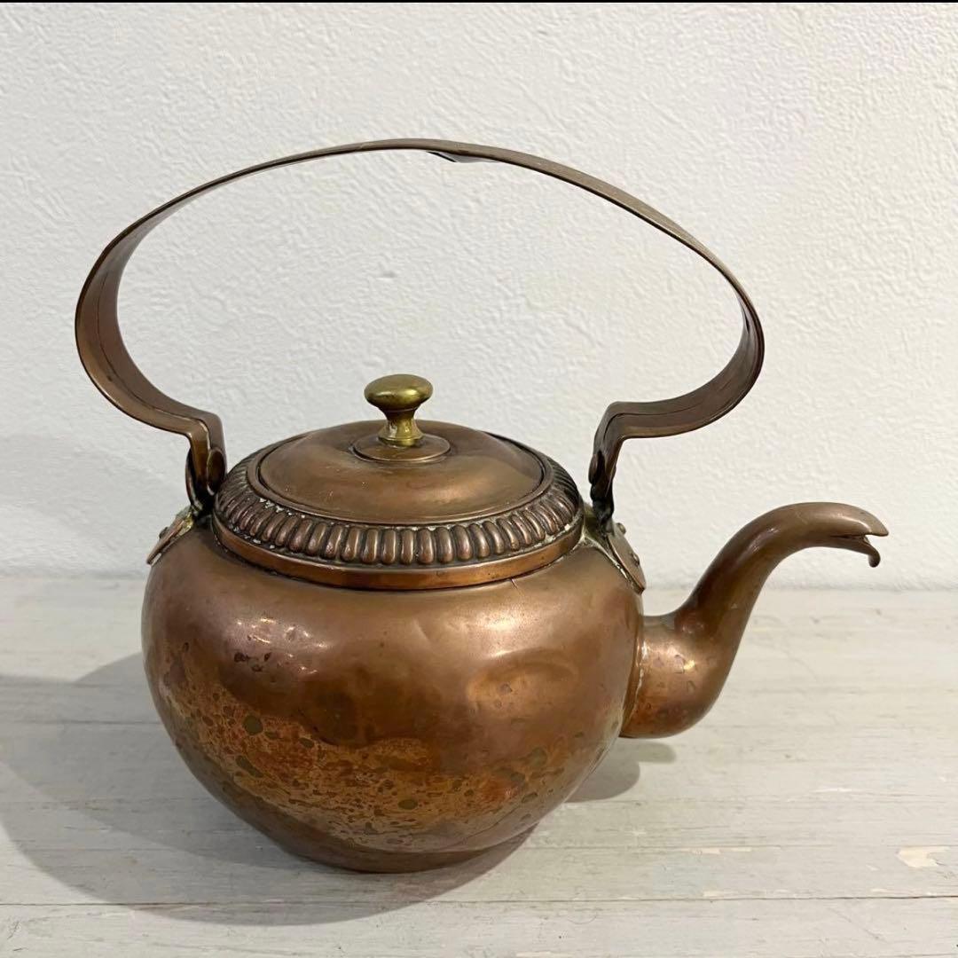 フランスアンティーク 銅製 ケトル やかん