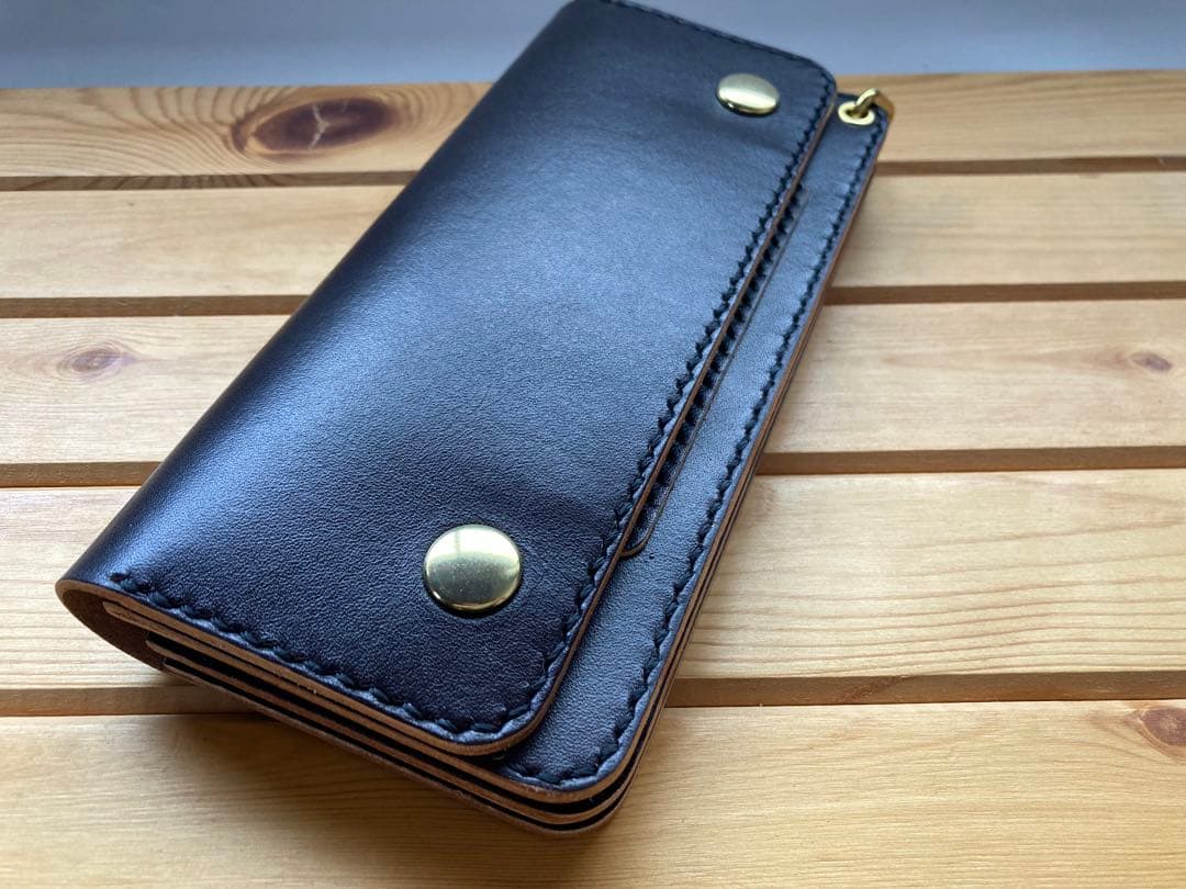 姫路レザー　ロングトラッカーウォレット　手縫い