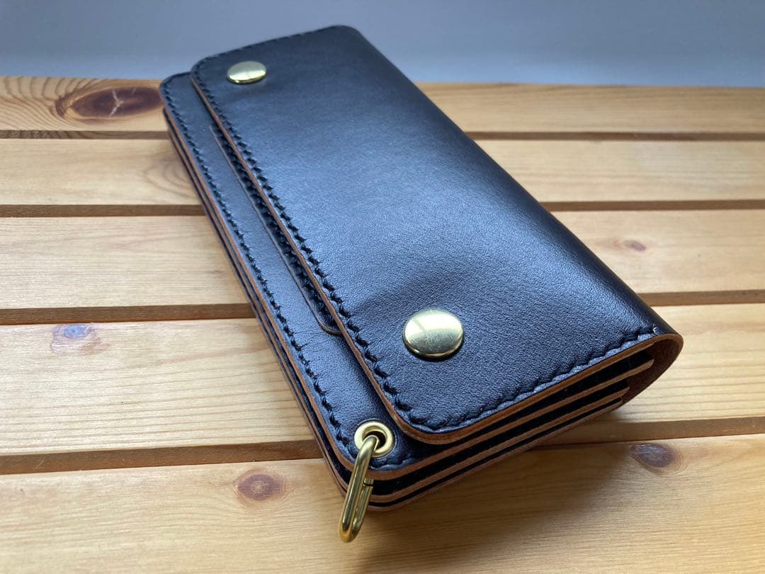 姫路レザー　ロングトラッカーウォレット　手縫い