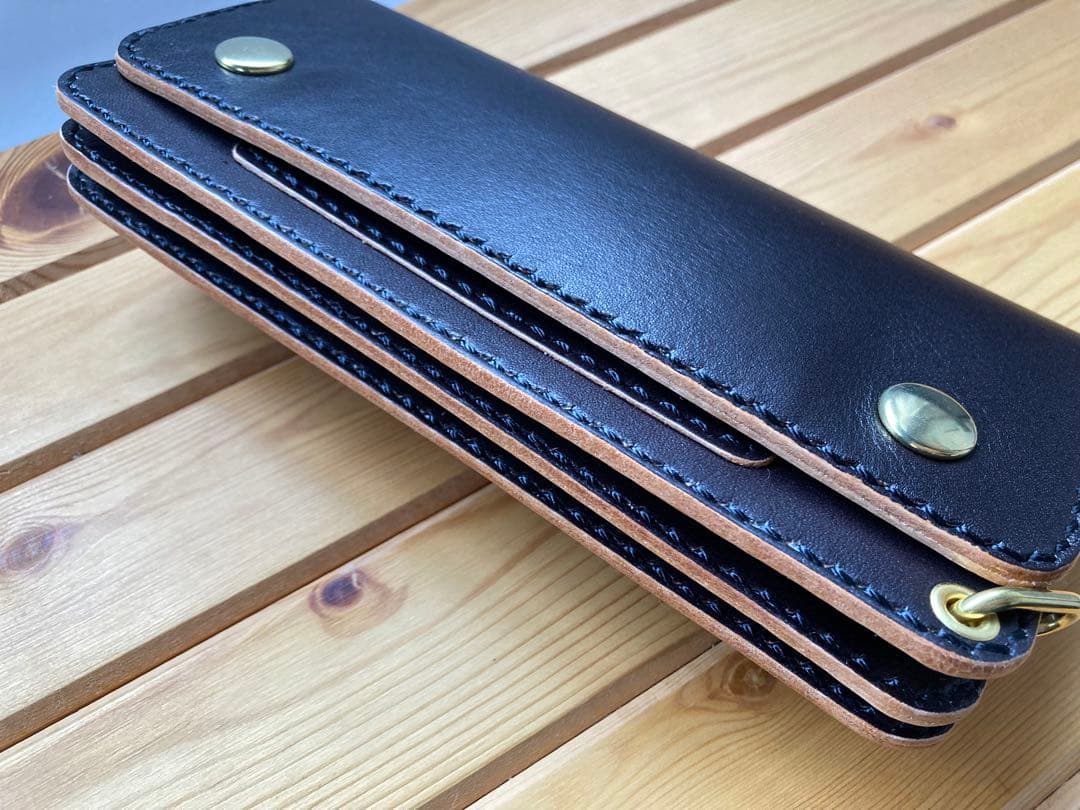 姫路レザー　ロングトラッカーウォレット　手縫い